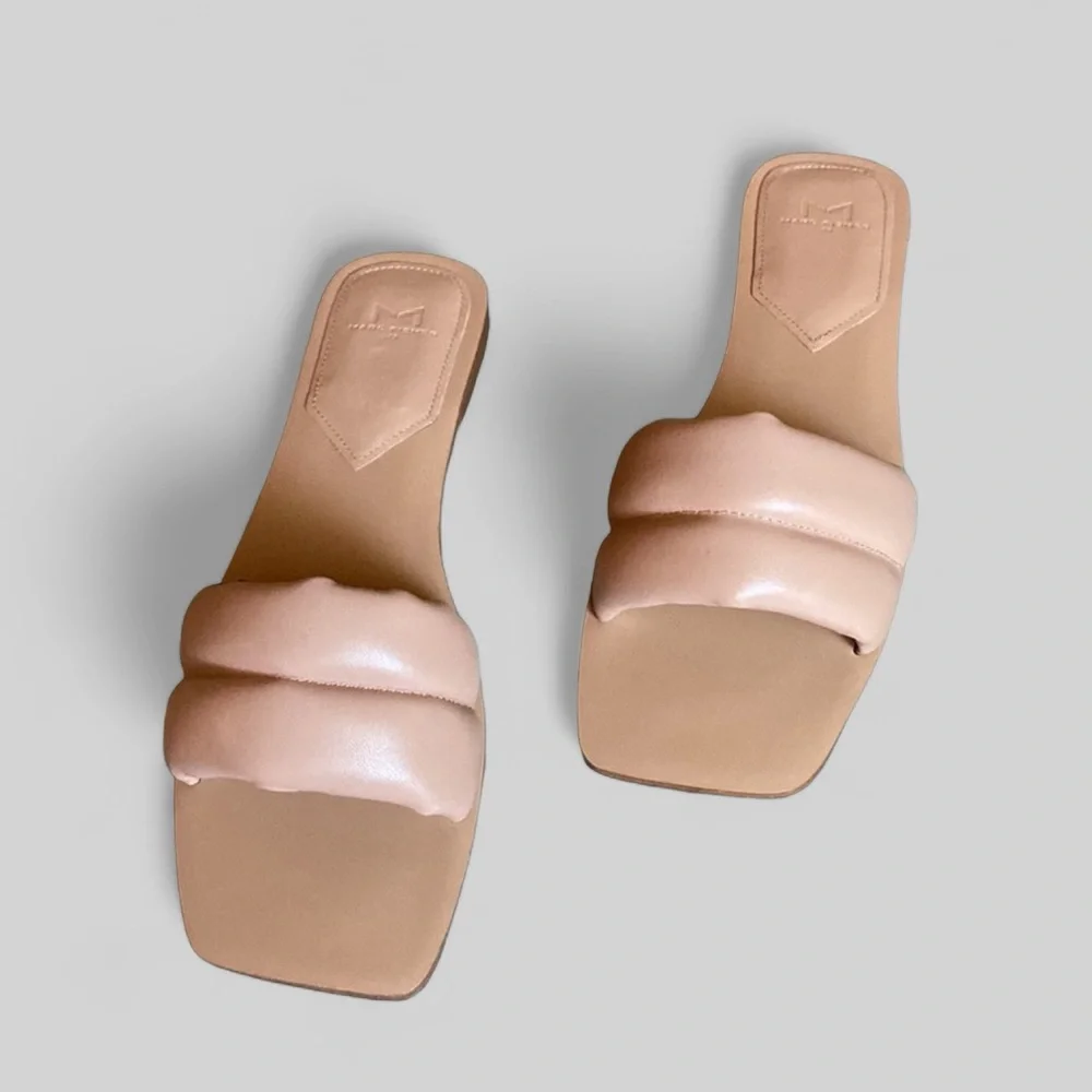 Marc Fisher Tan Padded Strap Slide Sandals